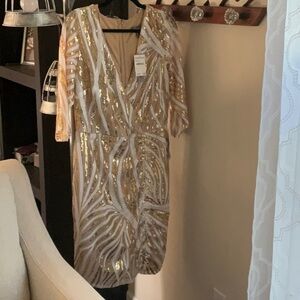 Gold and White Cocktail Dress